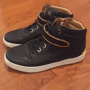 Leather high top sneakers